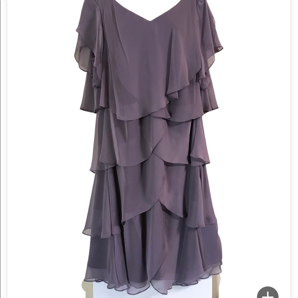 Handmade lavender chiffon layered dress with purple lining. Women’s Plus Size 2x